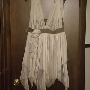 Ryu harijuku See through white Tulle halter dress, brown Victorian costume